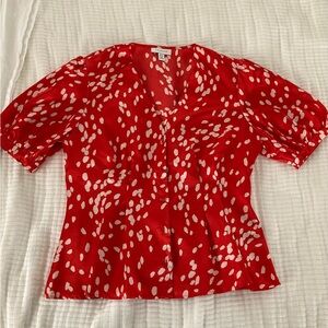 Topshop Red and White Patterned blouse